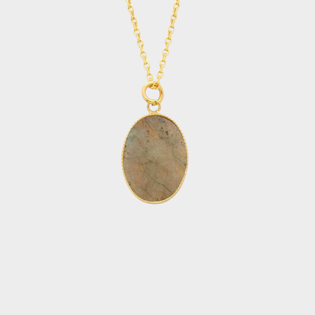 Pendentif Joséphine Labradorite sur chaîne maille forçat plaqué or