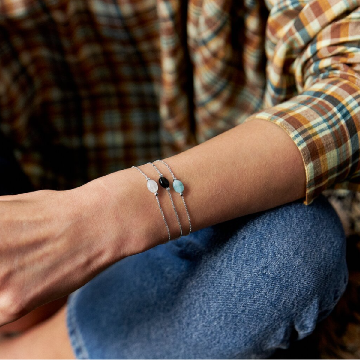 Bracelet Papagayo argent massif agate noire