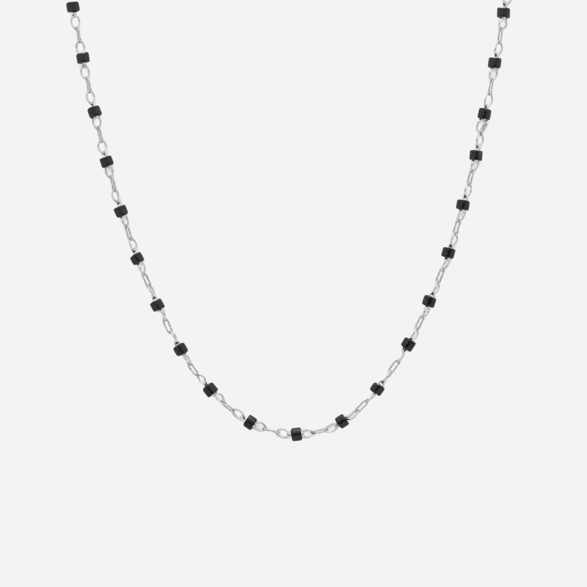 Collier Mahos argent massif noir
