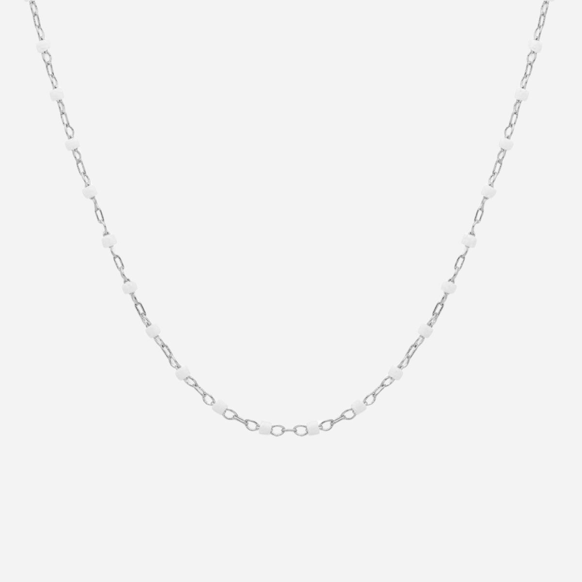 Collier Mahos argent massif blanc