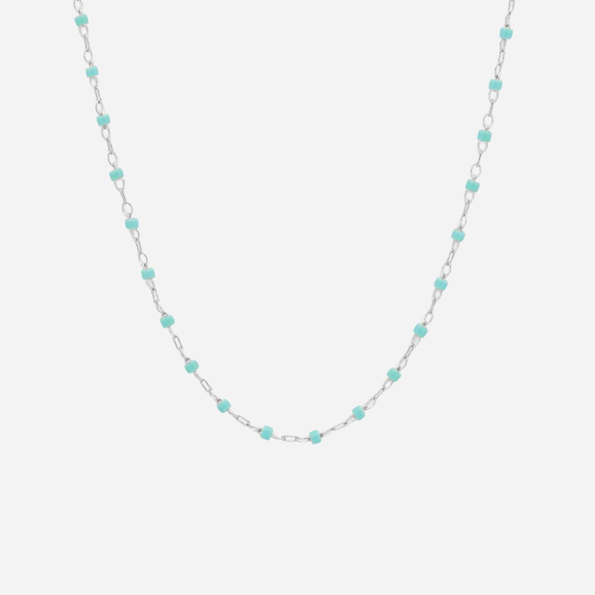 Collier Mahos argent massif vert d'eau