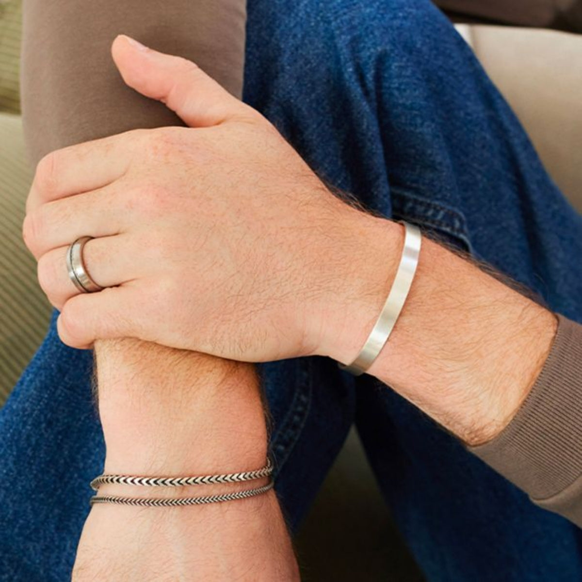 Bague Cable et acier pour homme