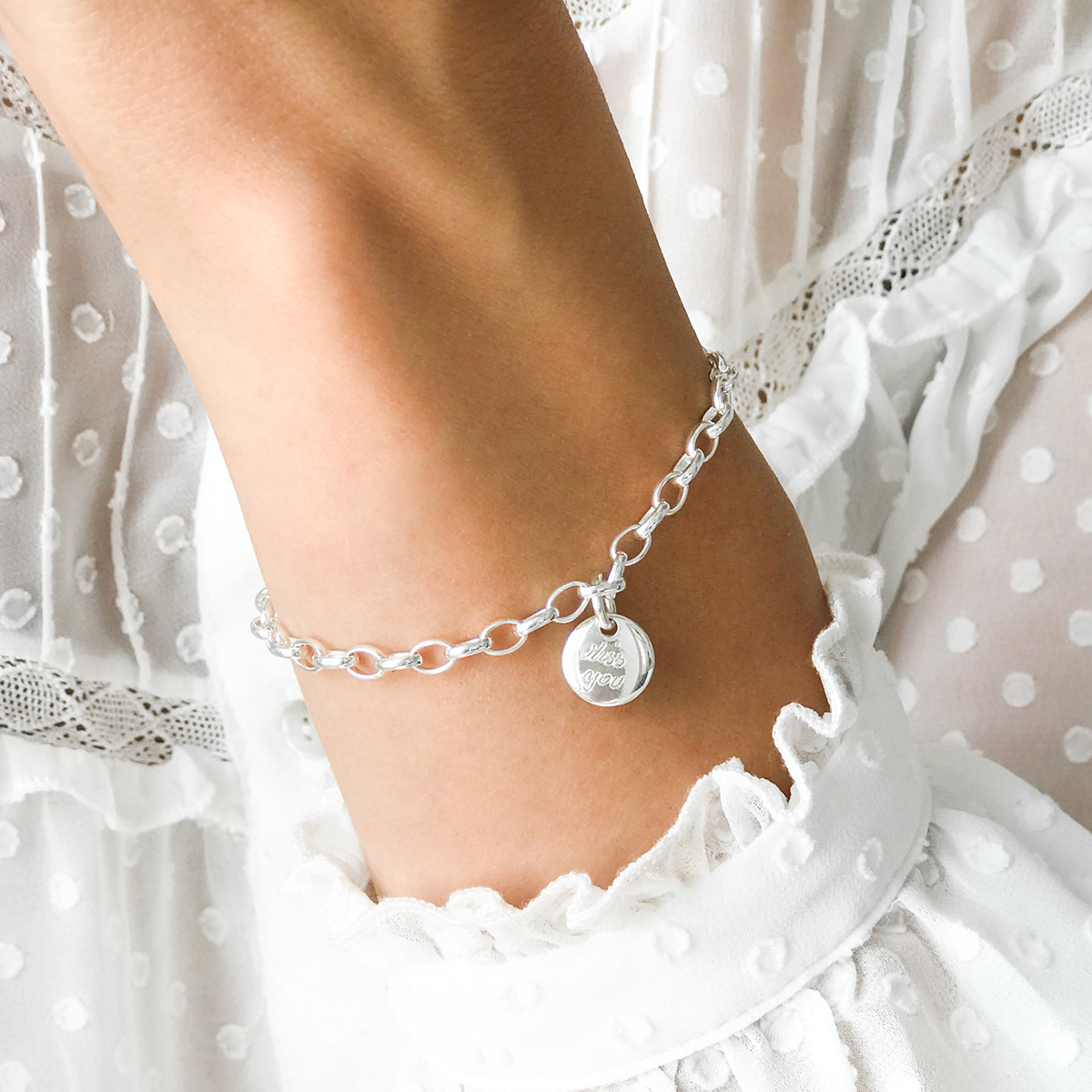 Bracelet chaîne petits maillons à composer argent