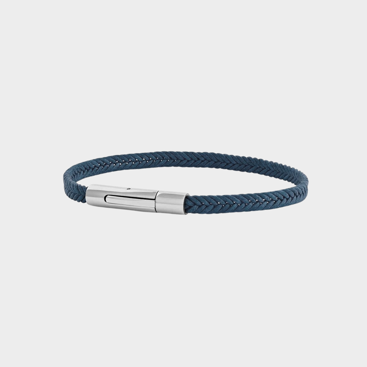 Bracelet discret acier et coton bleu gris pour homme