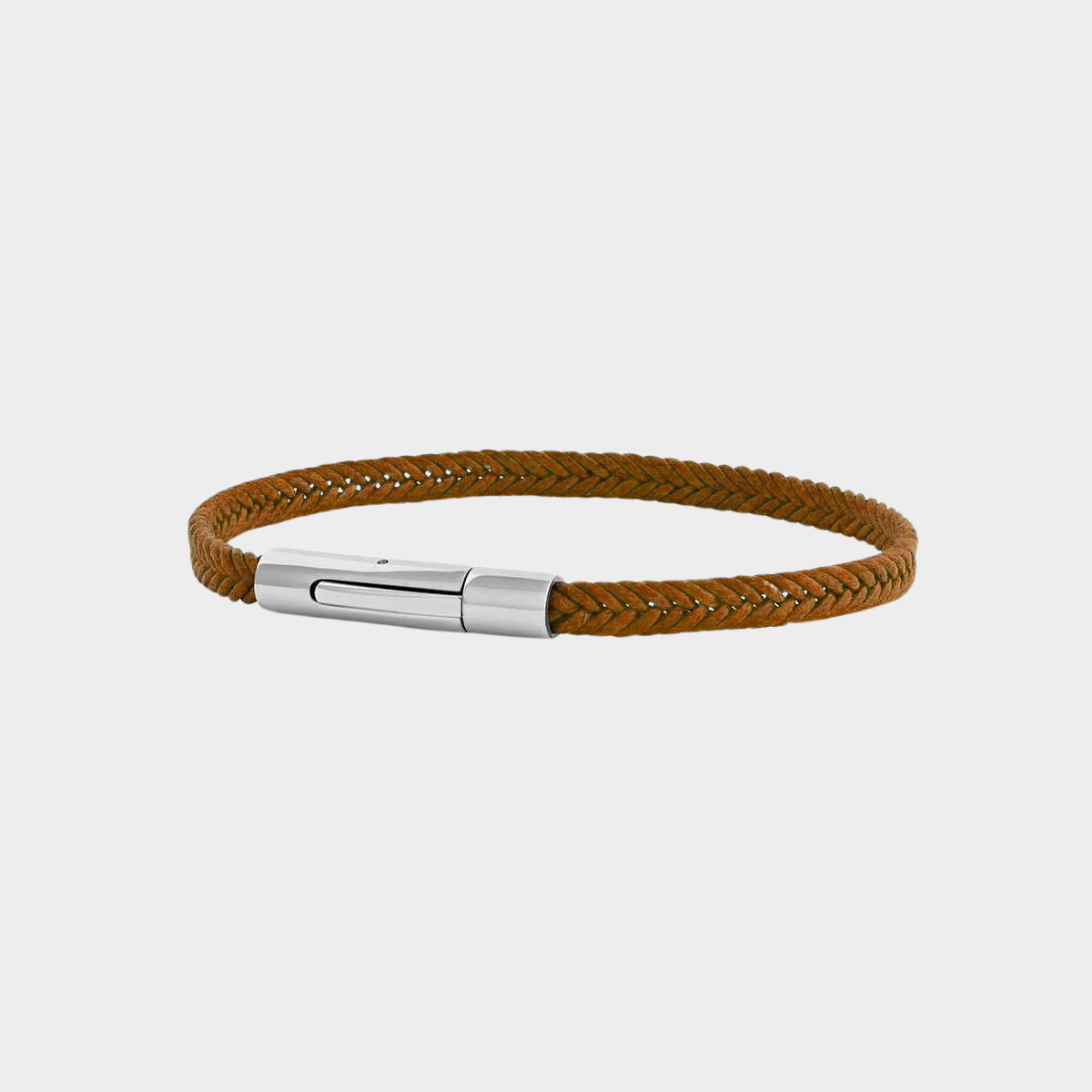 Bracelet discret acier et coton camel pour homme