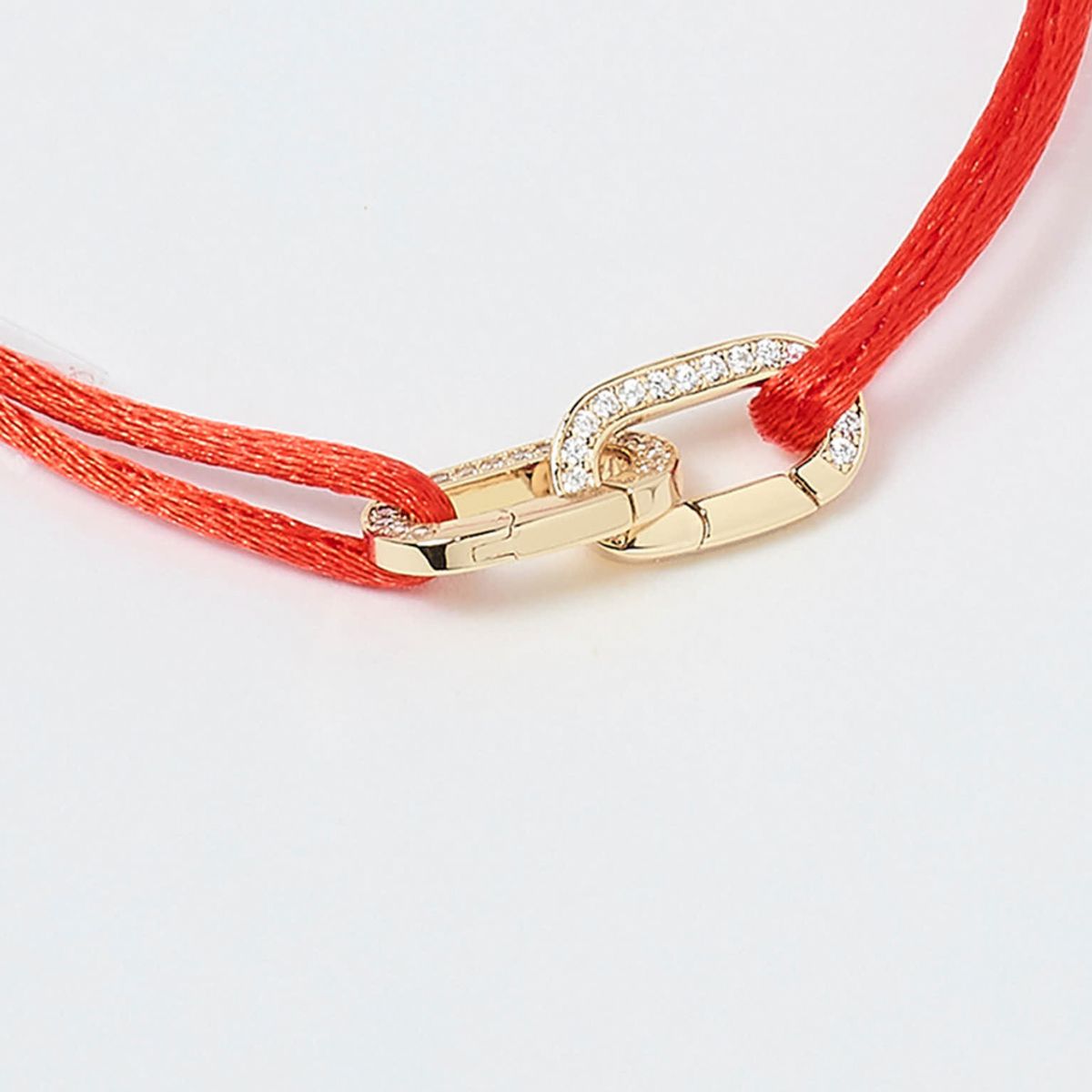 Bracelet duo Smile ovale plaqué or et zircons sur lien satin