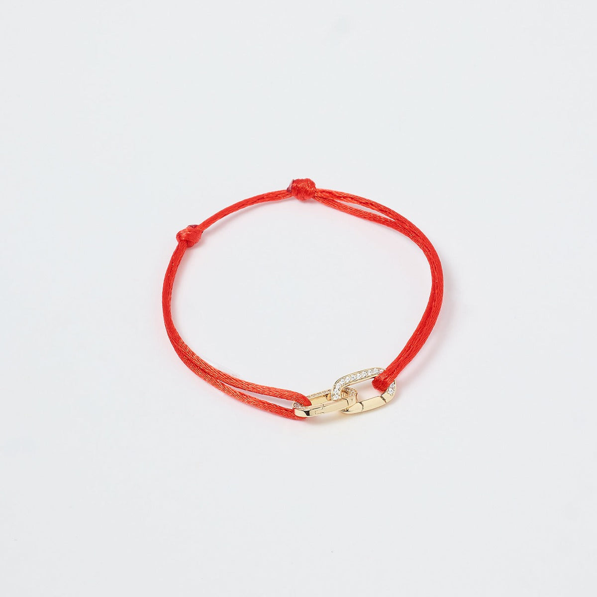 Bracelet duo Smile ovale plaqué or et zircons sur lien satin