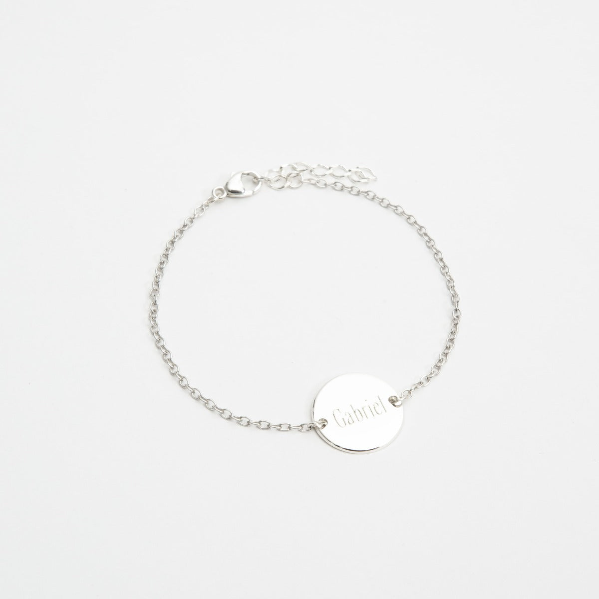 Bracelet rond sur chaîne argent massif gravure joaillière
