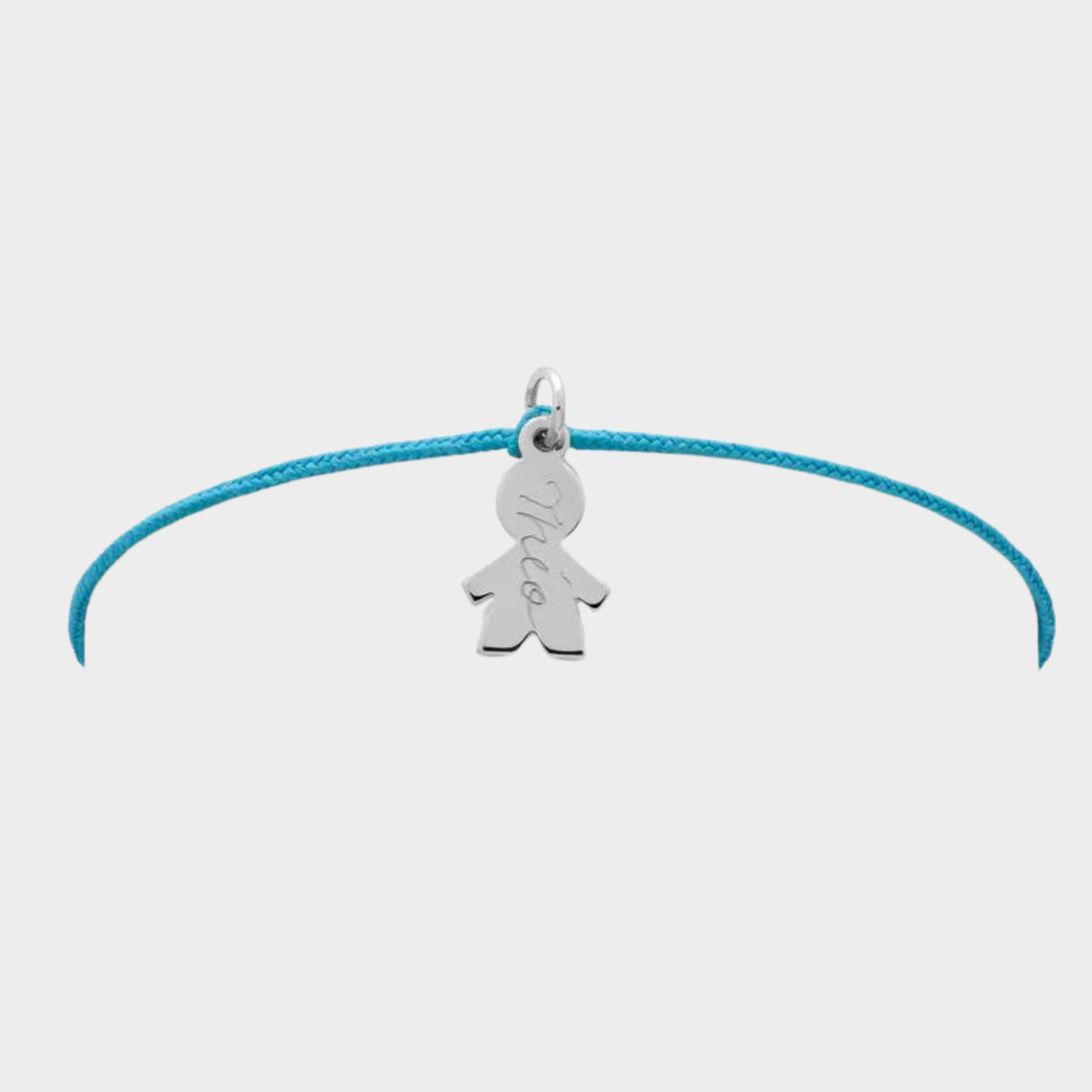 Bracelet 1 mini breloque sur lien coton fin argent