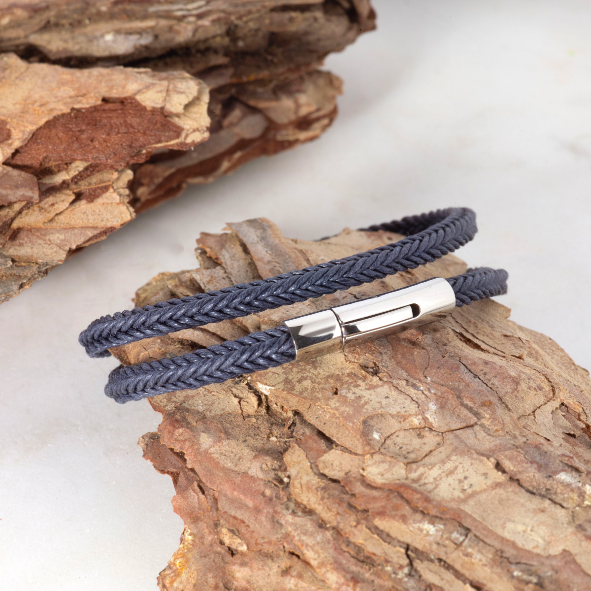 Bracelet Le Carré tressé bleu pour homme