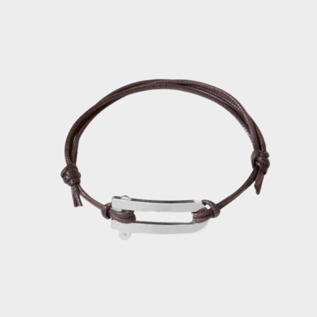 Bracelet manille pour homme sur coton ciré argent