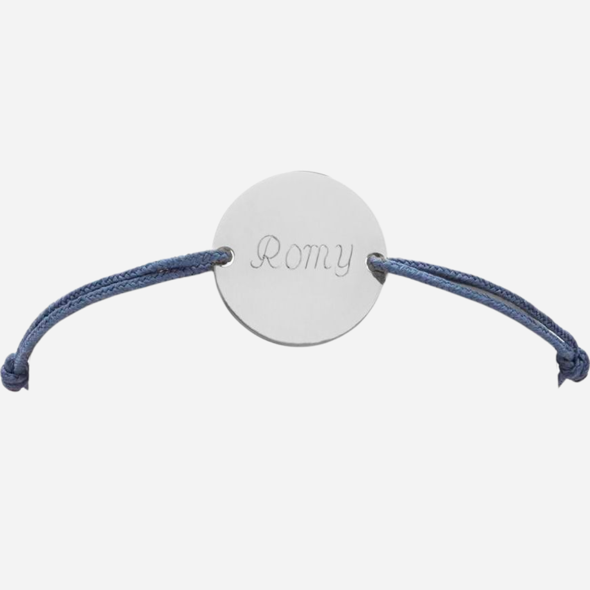 Bracelet cordon avec médaille gravée argent massif
