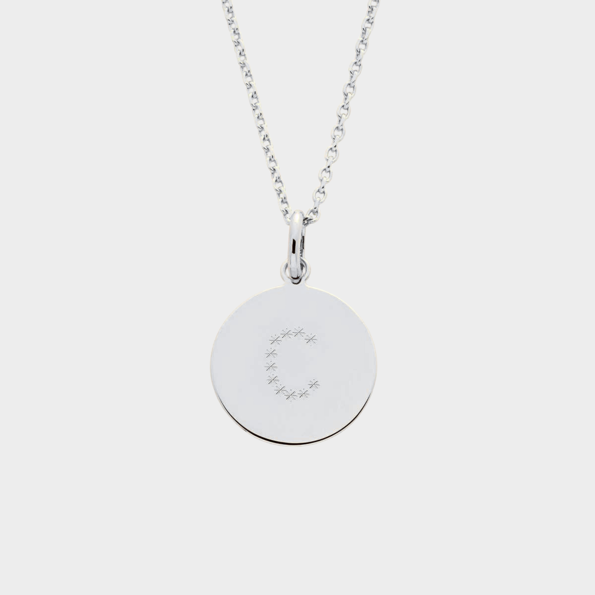 Collier 1 à 4 pendentifs médaille argent gravure initiale étoilée