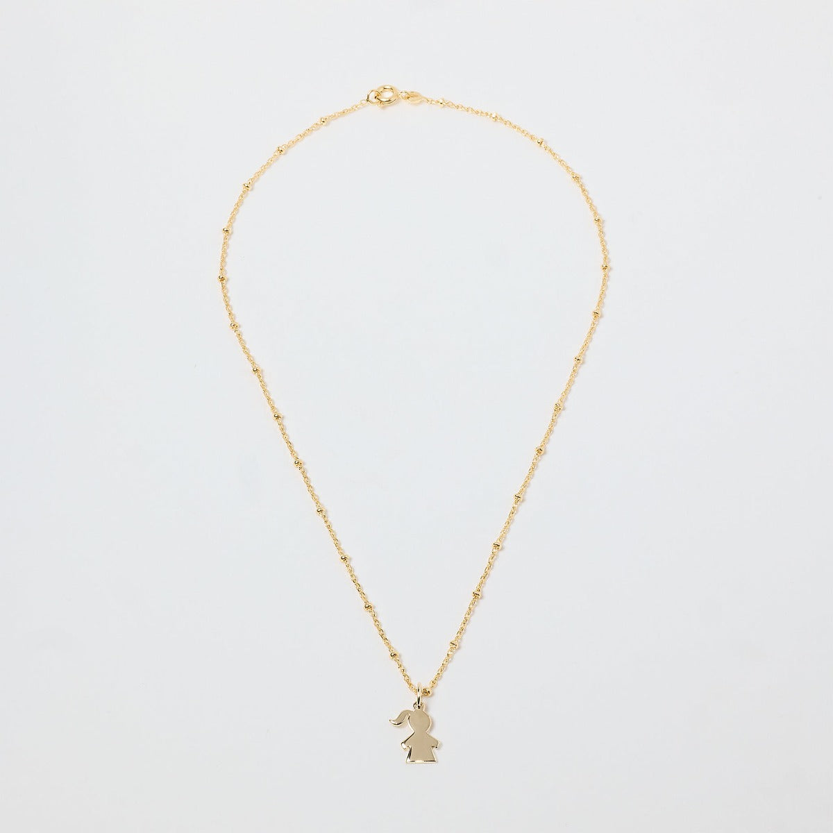 Collier 1 mini breloque sur chaîne perlée plaqué Or
