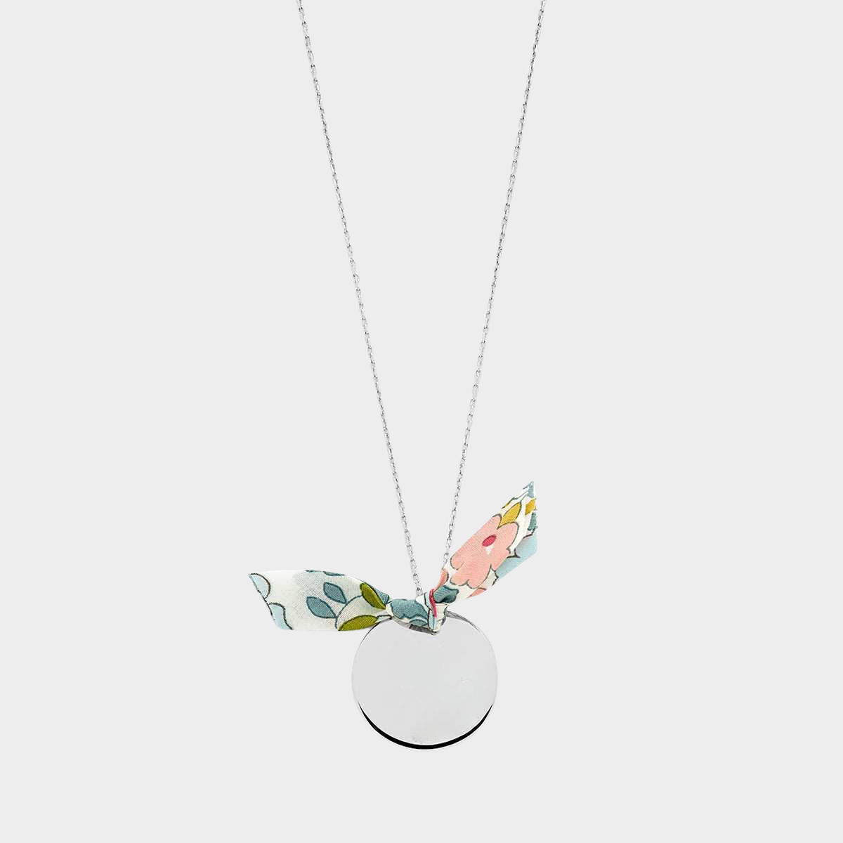 Collier grande médaille dessin et prénom sur chaîne argent