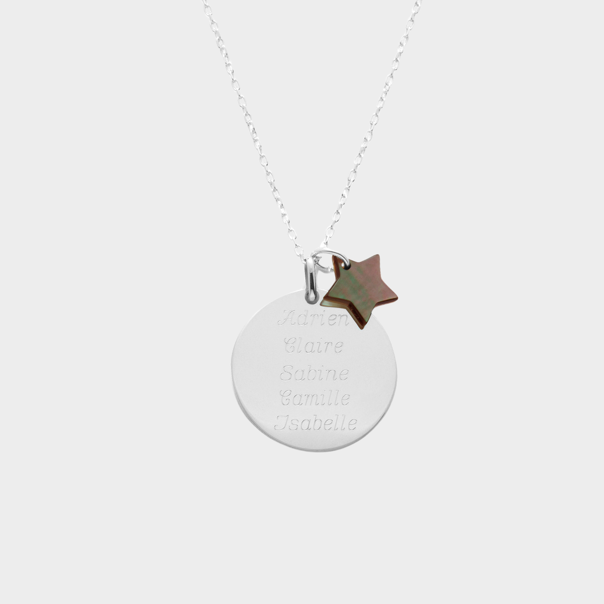 Collier grande médaille et nacre fine argent