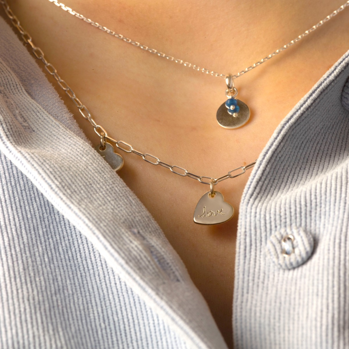 Collier mini breloques à composer sur chaîne maillon ovale argent