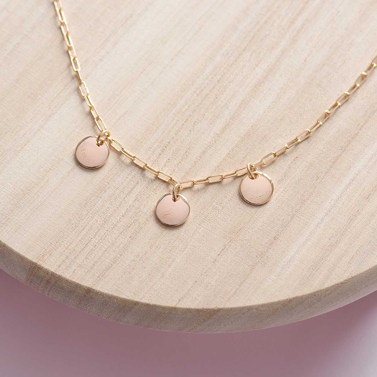 Collier mini breloques à composer sur chaîne maillon ovale plaqué or