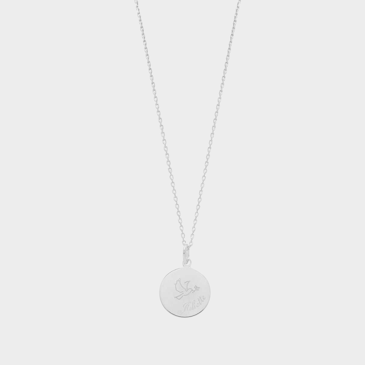 Collier petite médaille colombe sur chaîne en argent