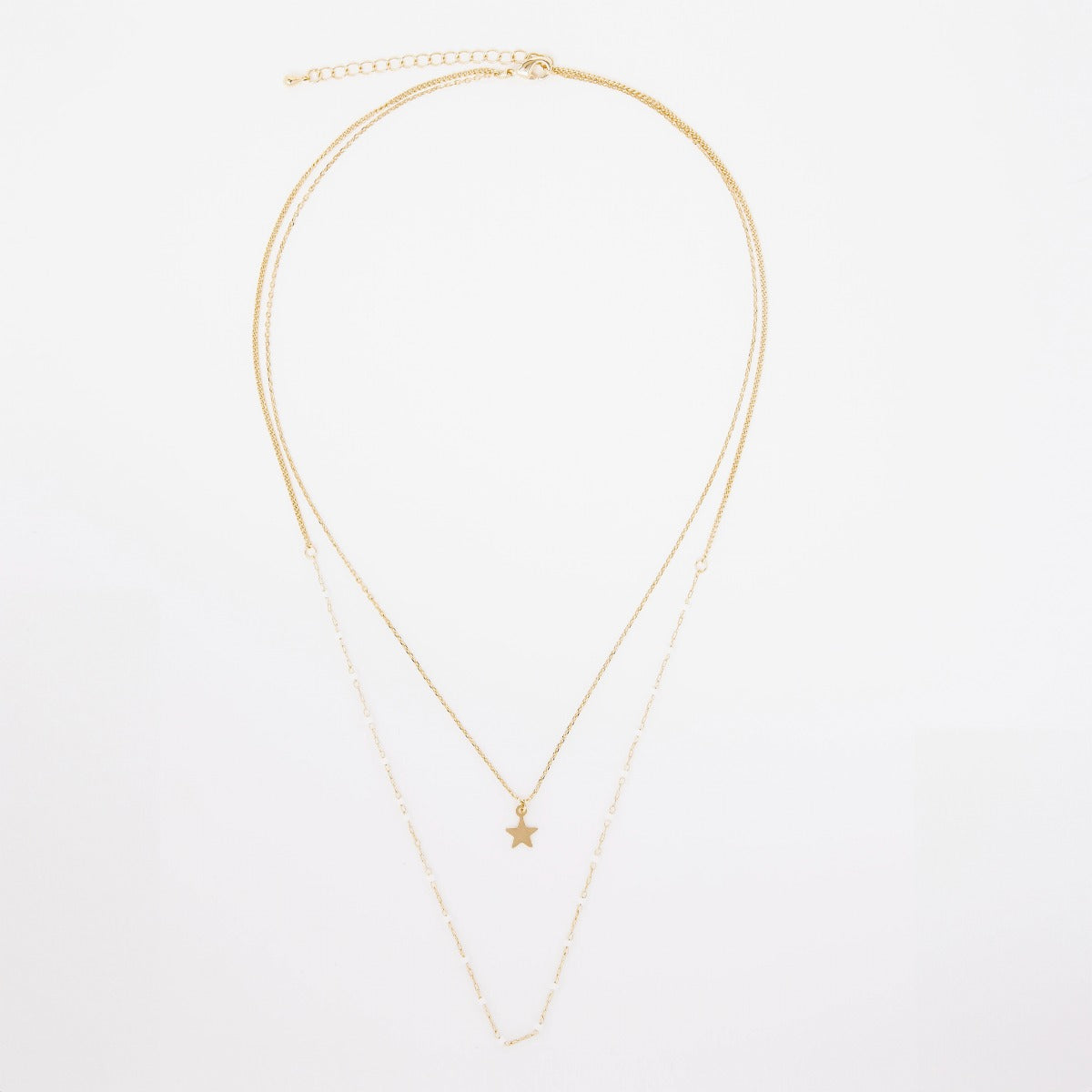 Collier duo Mahos blanc et étoile Plaqué Or