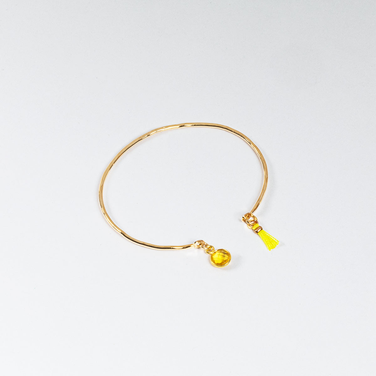 Jonc fin martelé et pierre de naissance novembre Citrine
