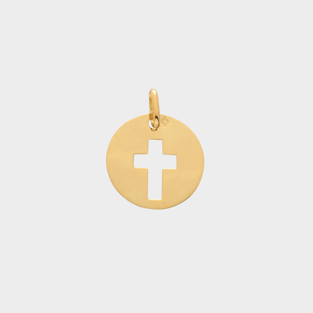 Médaille croix en or 18 carats, chaîne or 18 carats en option