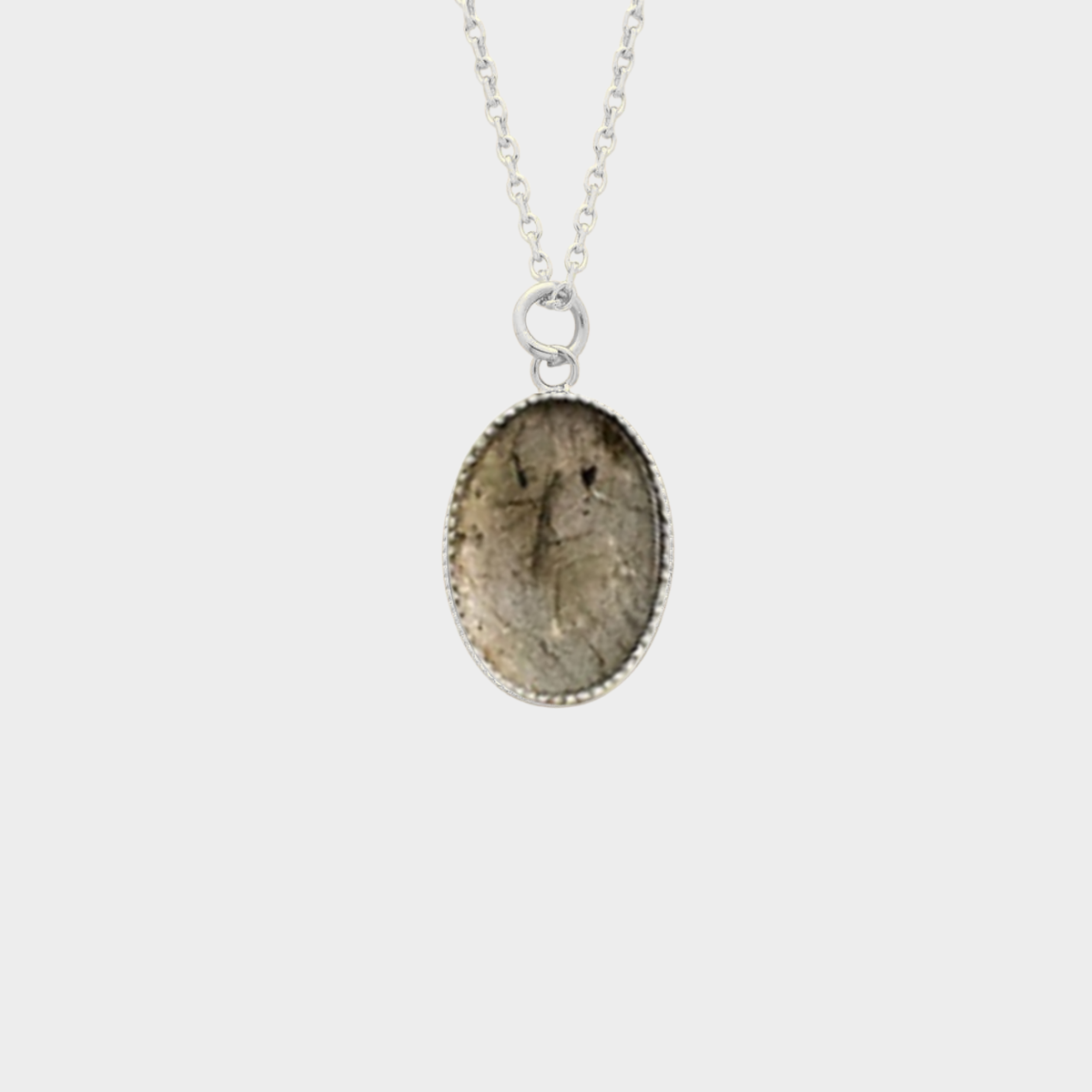 Pendentif Joséphine Labradorite sur chaîne maille forçat argent