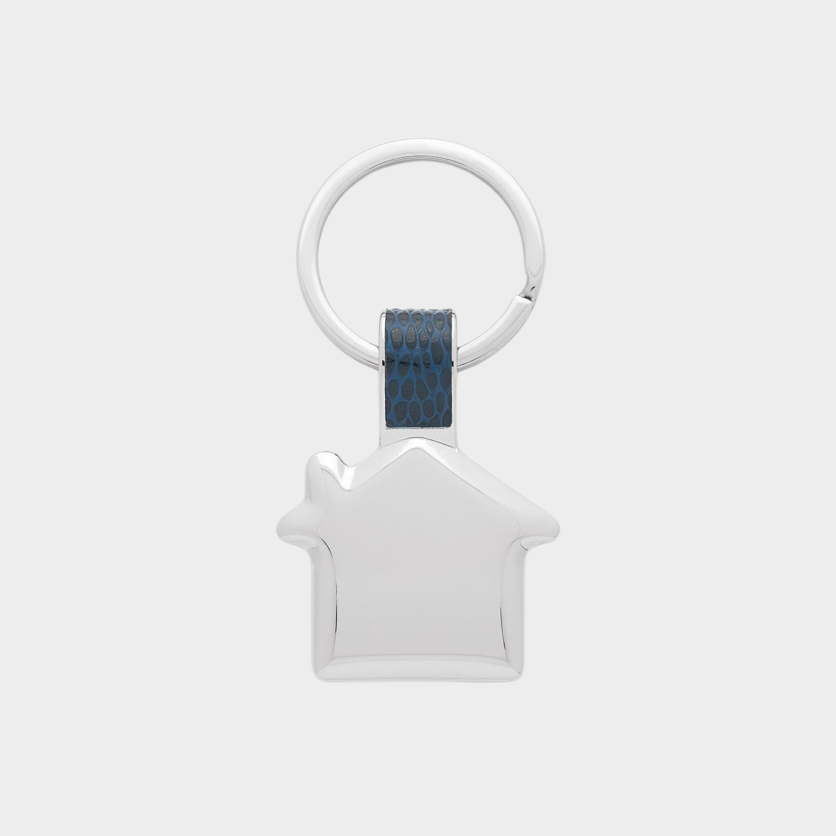 Porte-clés acier et cuir maison bleu marine