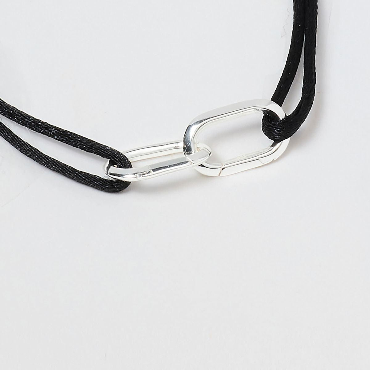 Bracelet duo Smile ovale argent massif sur lien satin