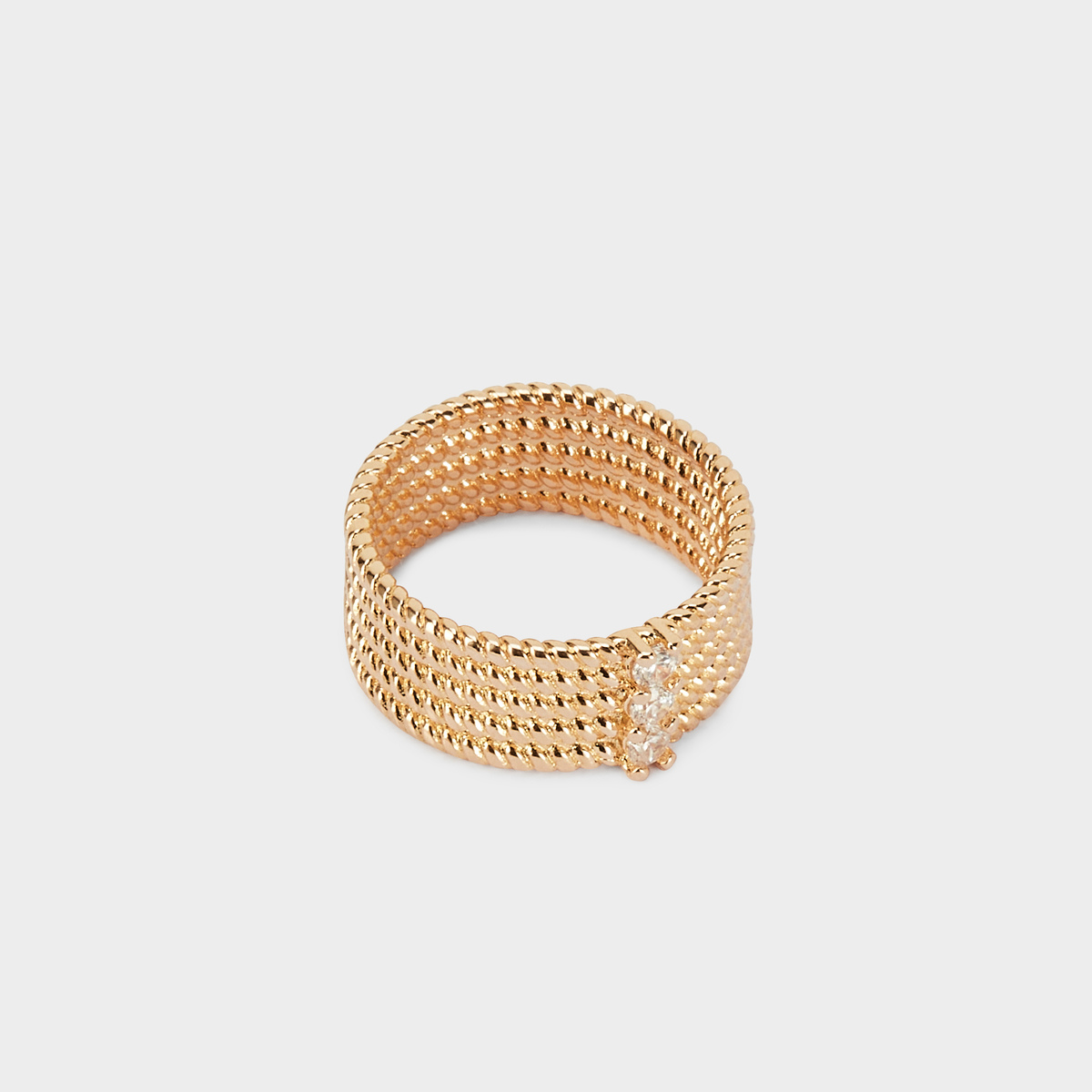 Bague cordage brillants plaqué or