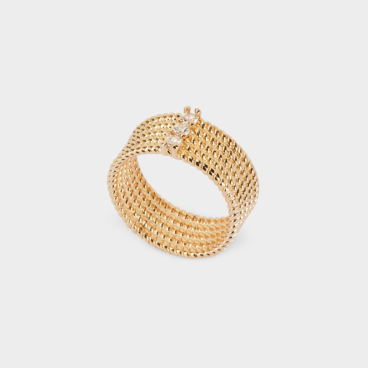 Bague cordage brillants plaqué or