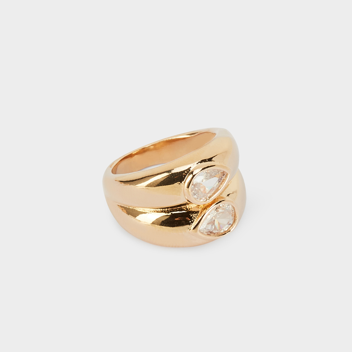 Bague double larme plaqué or