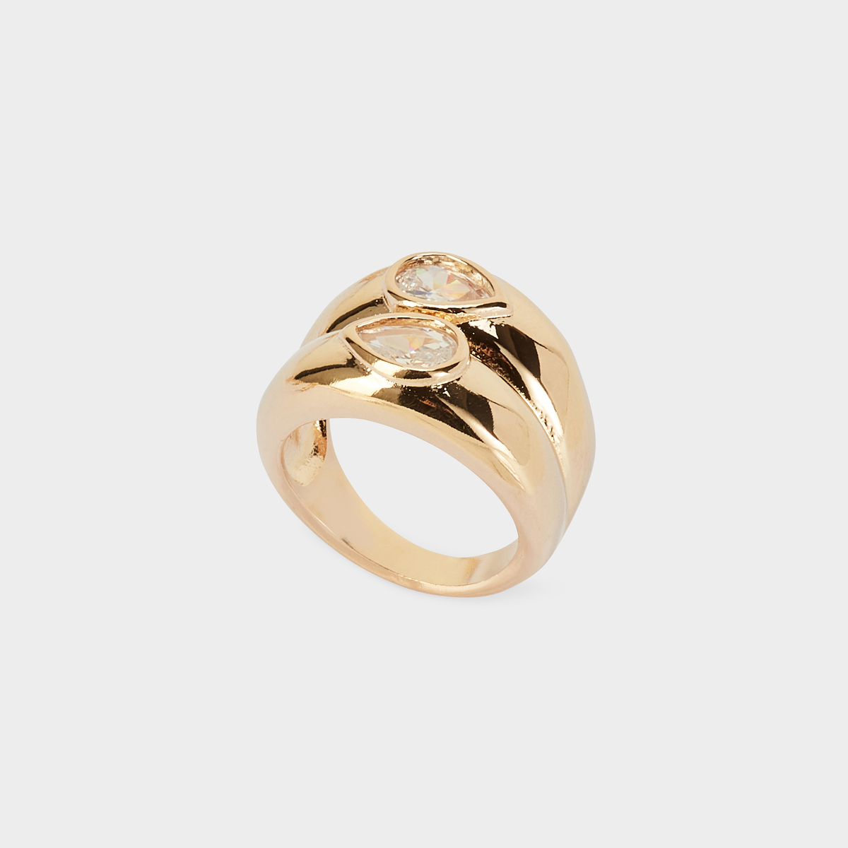 Bague double larme plaqué or