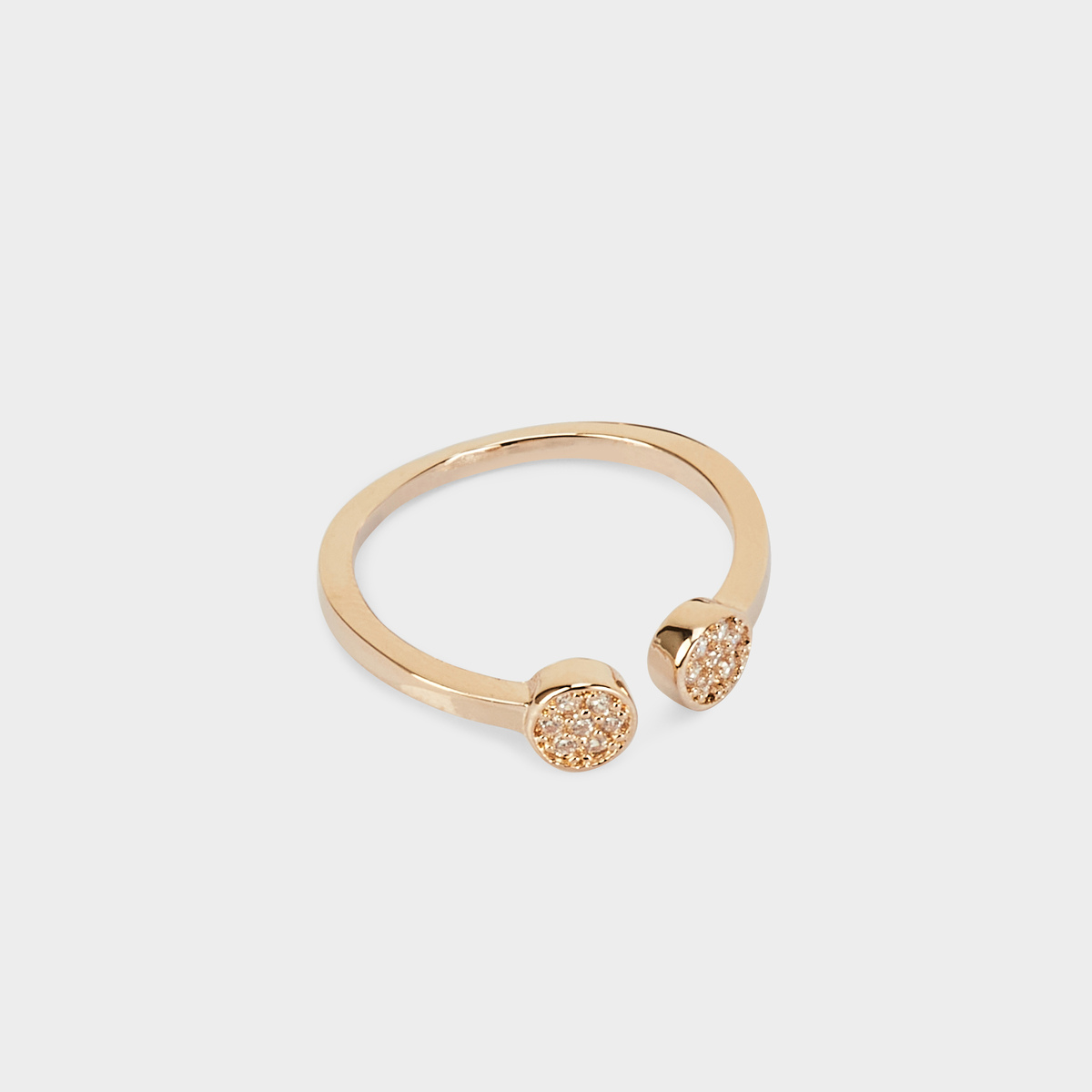 Bague duo pavé ajustable plaqué or