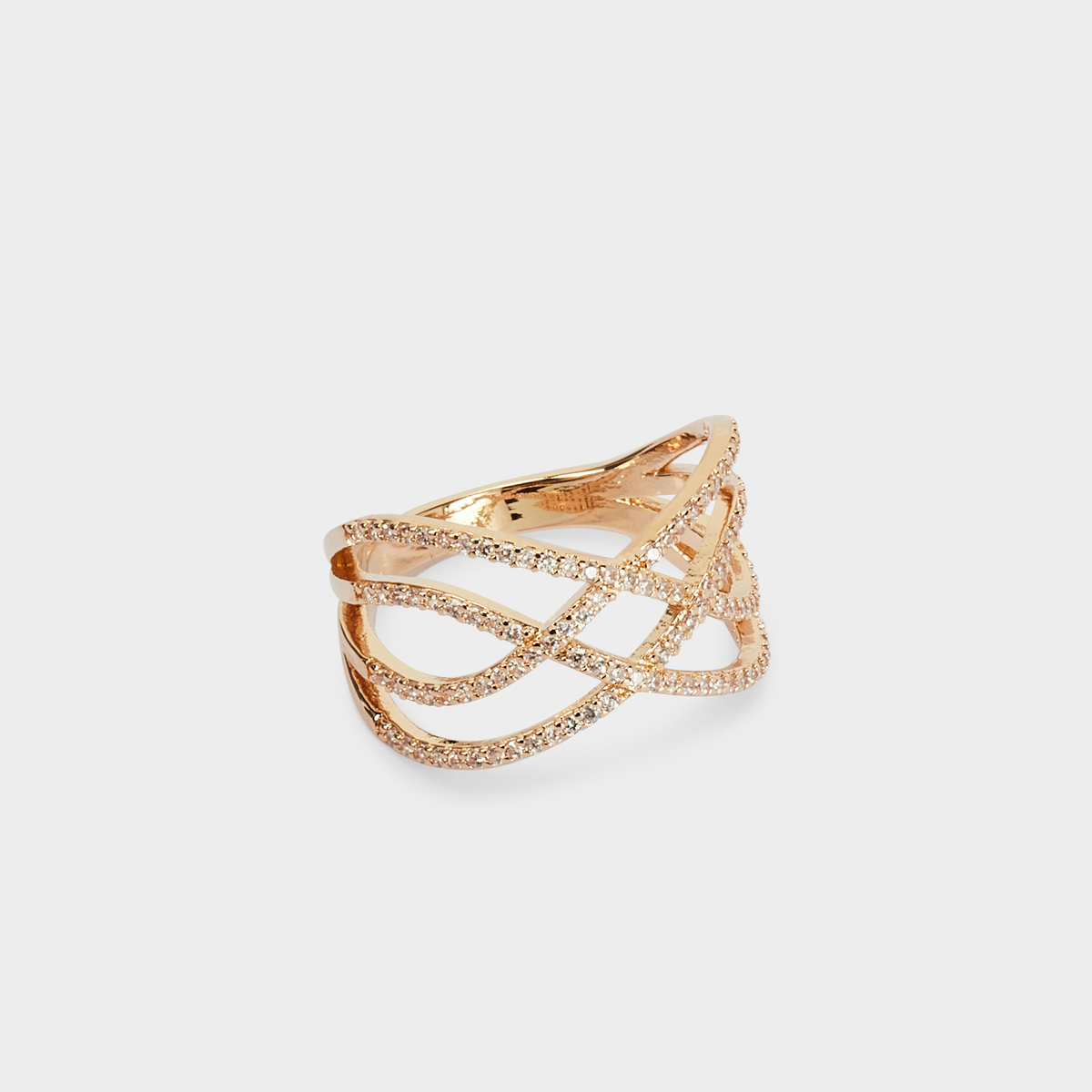 Bague ellipse pavée plaqué or