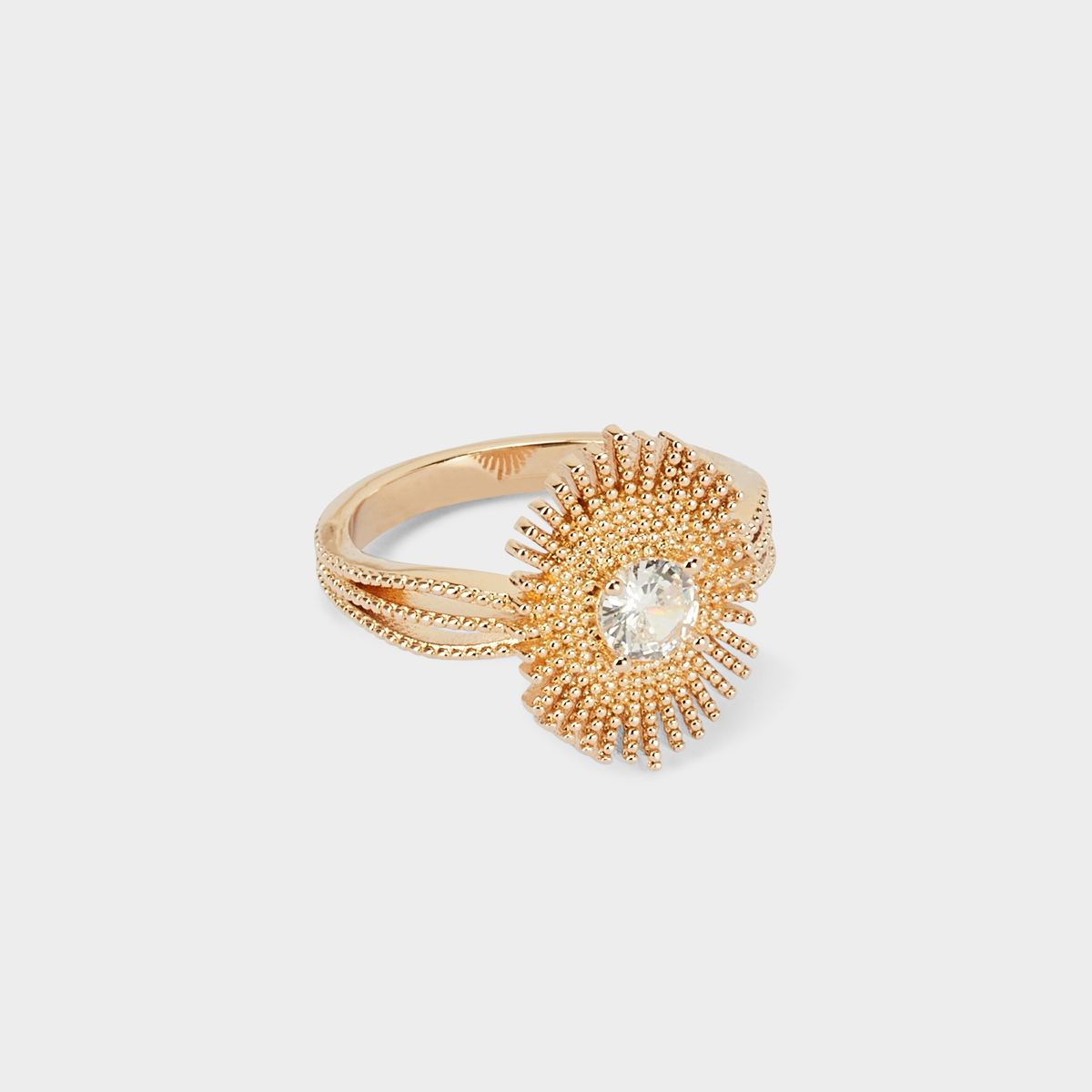 Bague soleil rayonnant plaqué or