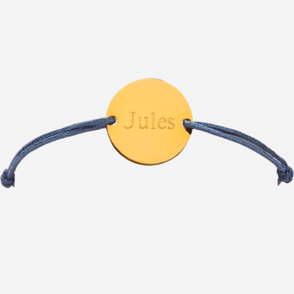 Bracelet cordon avec médaille gravée plaqué or