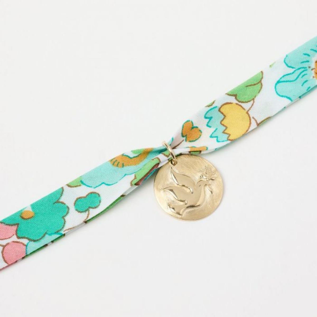 Bracelet gris-gris Colombe sur ruban Liberty