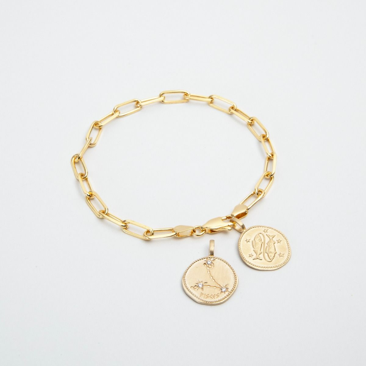 Bracelet signe astrologique Poissons plaqué or