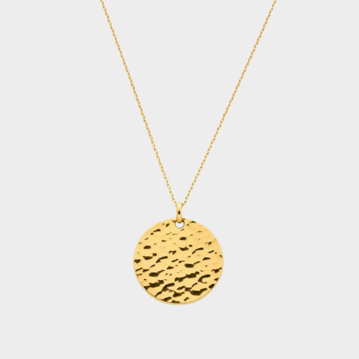 Collier médaille martelée plaqué or personnalisable