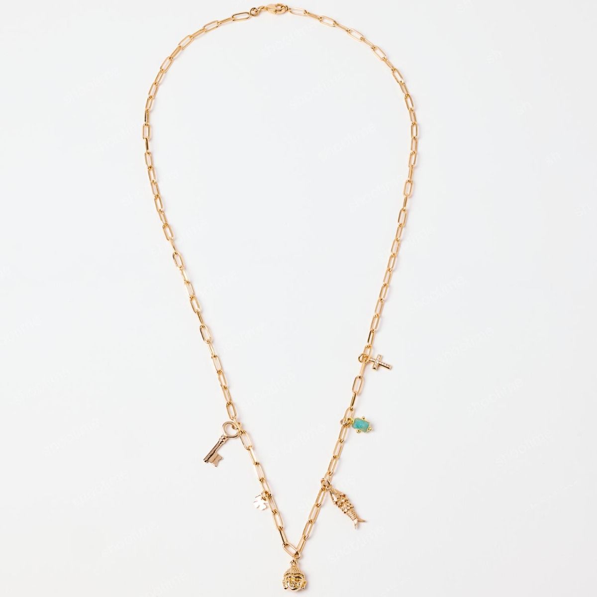 Collier gris-gris à composer sur chaîne maillon ovale plaqué or