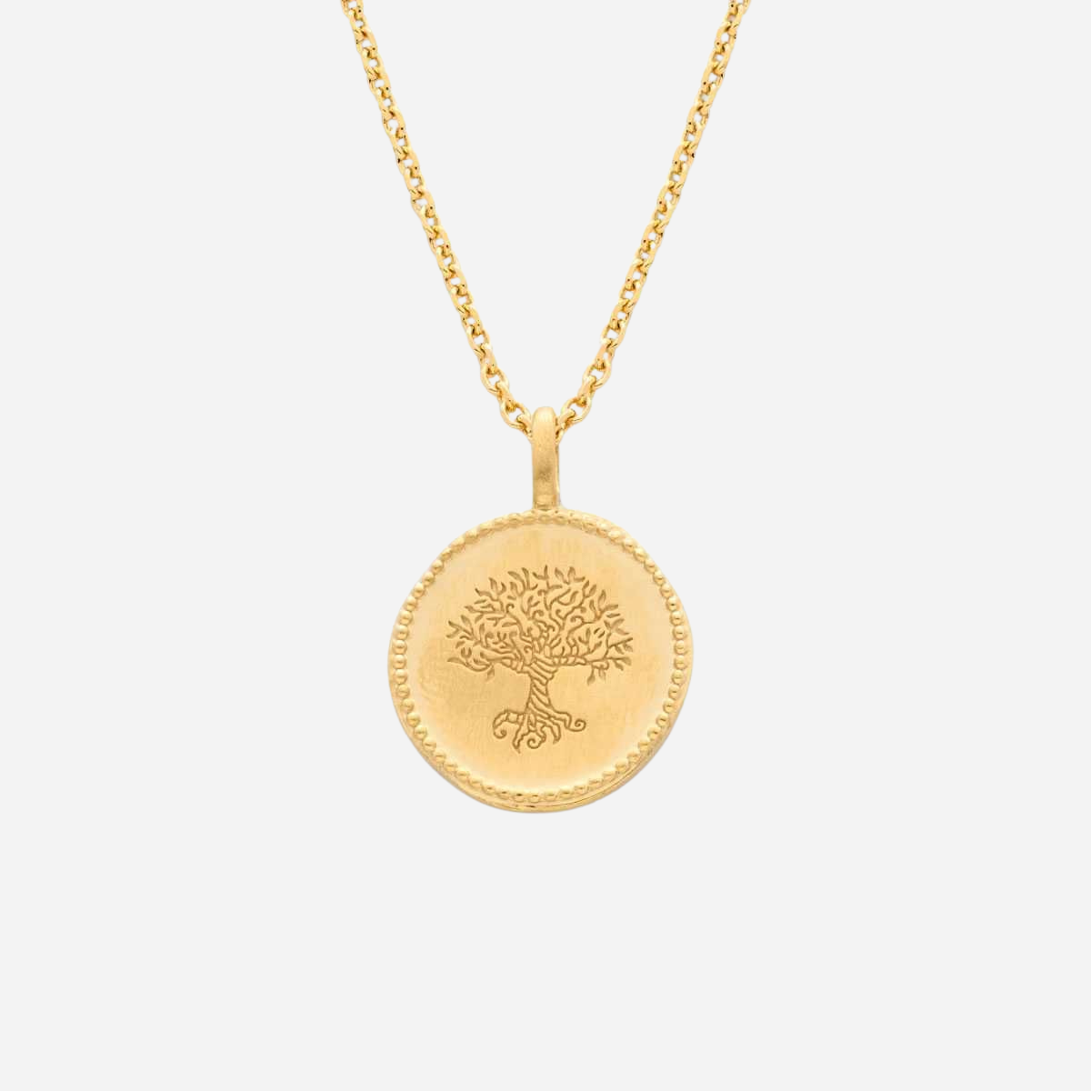 Collier médaille arbre de vie perlée plaqué or