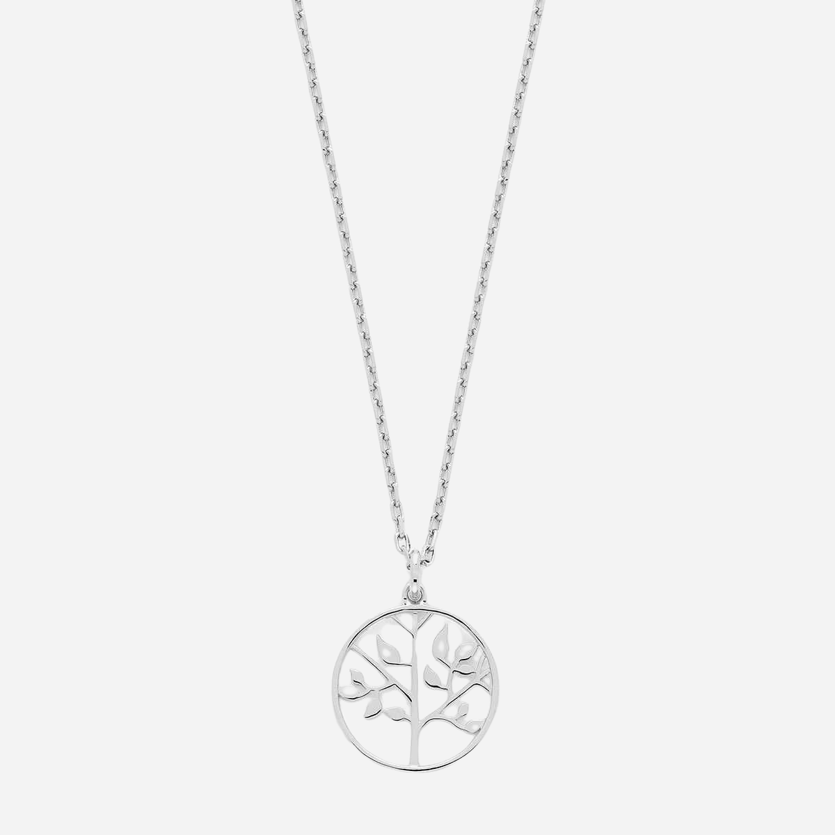 Médaille ciselée arbre de vie sur chaîne forçat argent massif