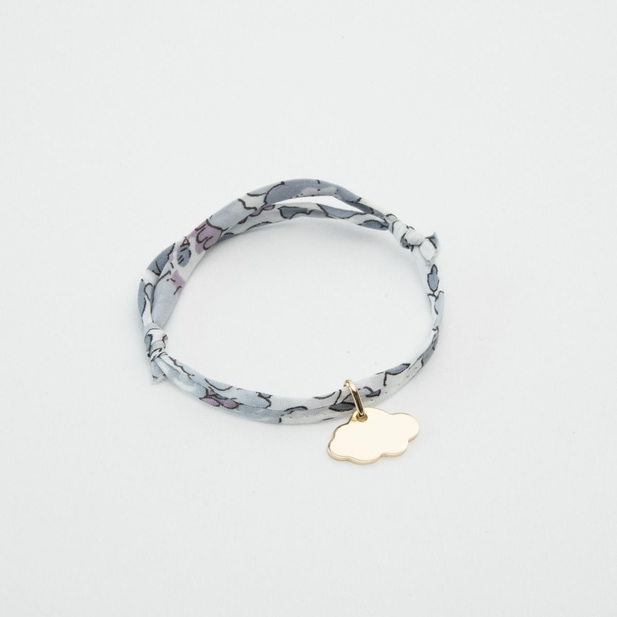 Bracelet petit nuage plaqué or sur cordon liberty