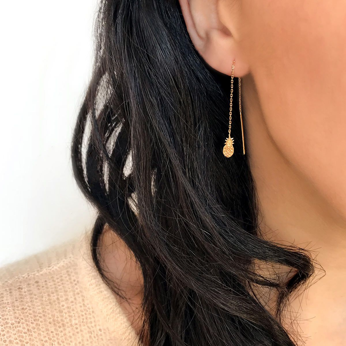 Boucles d'oreilles ananas argent massif