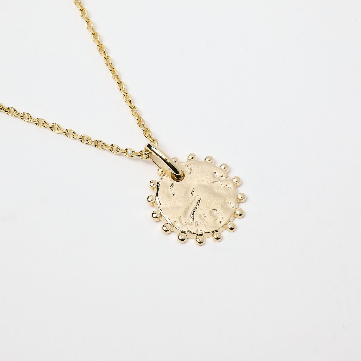 Collier petite médaille Sun sur chaîne forçat plaqué or
